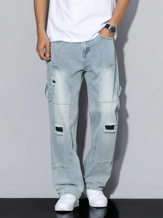 Men's Light Blue Ripped Jeans
