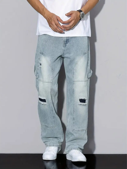 Men's Light Blue Ripped Jeans