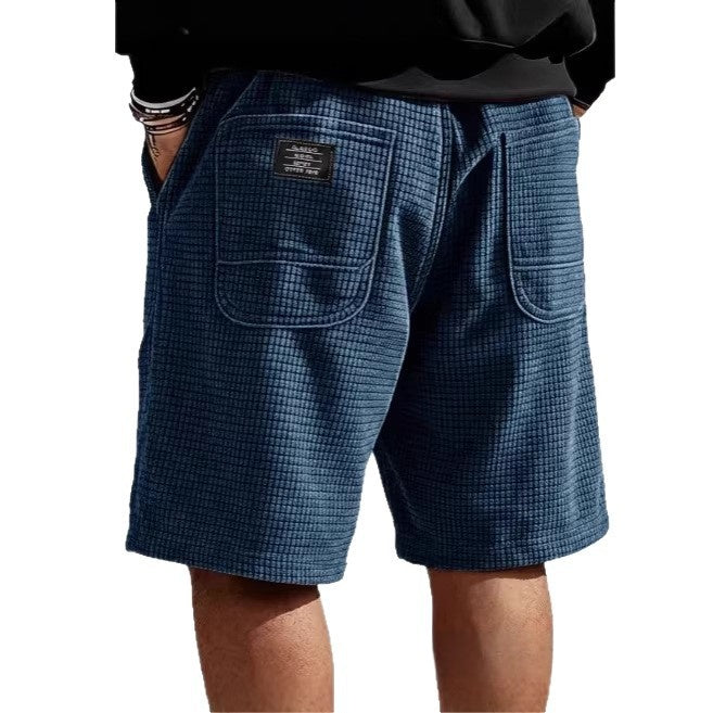 Multi-Pocket Embroidered Drawstring Elastic Waist Casual Shorts