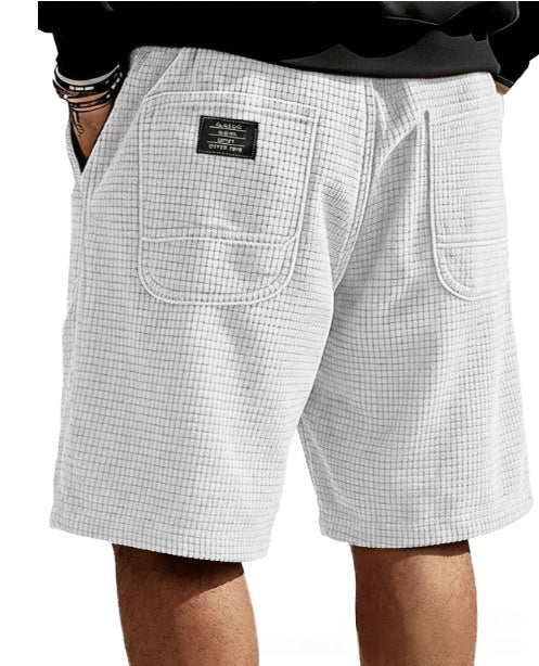 Multi-Pocket Embroidered Drawstring Elastic Waist Casual Shorts