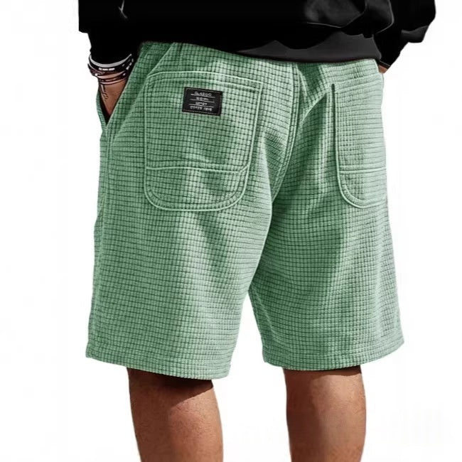 Multi-Pocket Embroidered Drawstring Elastic Waist Casual Shorts