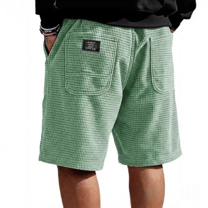 Multi-Pocket Embroidered Drawstring Elastic Waist Casual Shorts