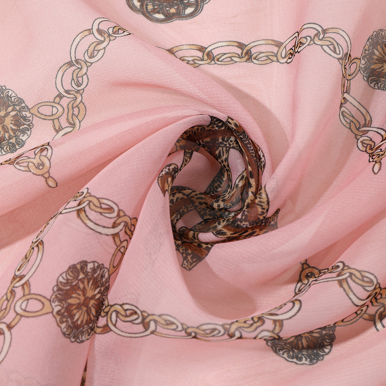Ladies' Printed Leopard Print Chain Chiffon Thin Silk Scarf