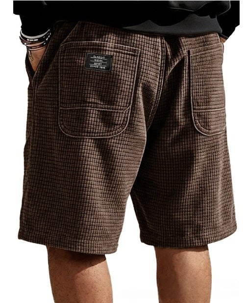 Multi-Pocket Embroidered Drawstring Elastic Waist Casual Shorts