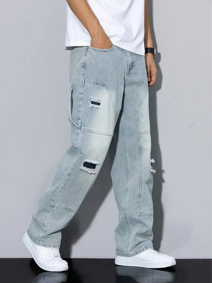 Men's Light Blue Ripped Jeans