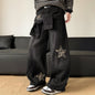 Leopard-print Patchwork With Star Details Distressed Aesthetic